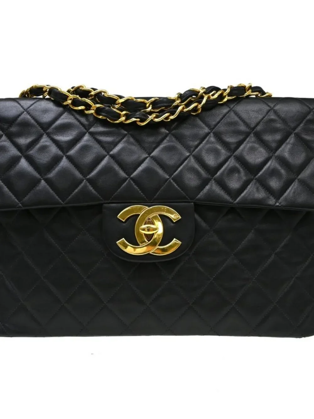 Chanel Black Lambskin Maxi Classic Flap Shoulder Bag NQ09517